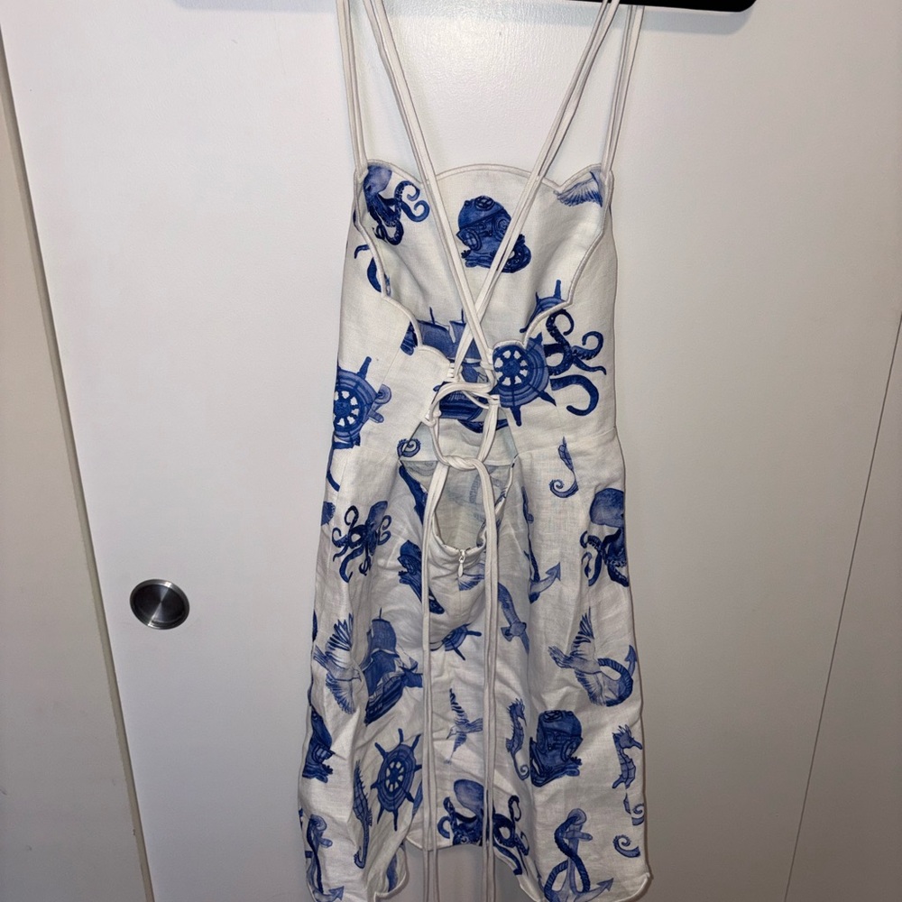 Farm Rio Nautical Wonder Linen Mini Dress - Picture 5 of 7
